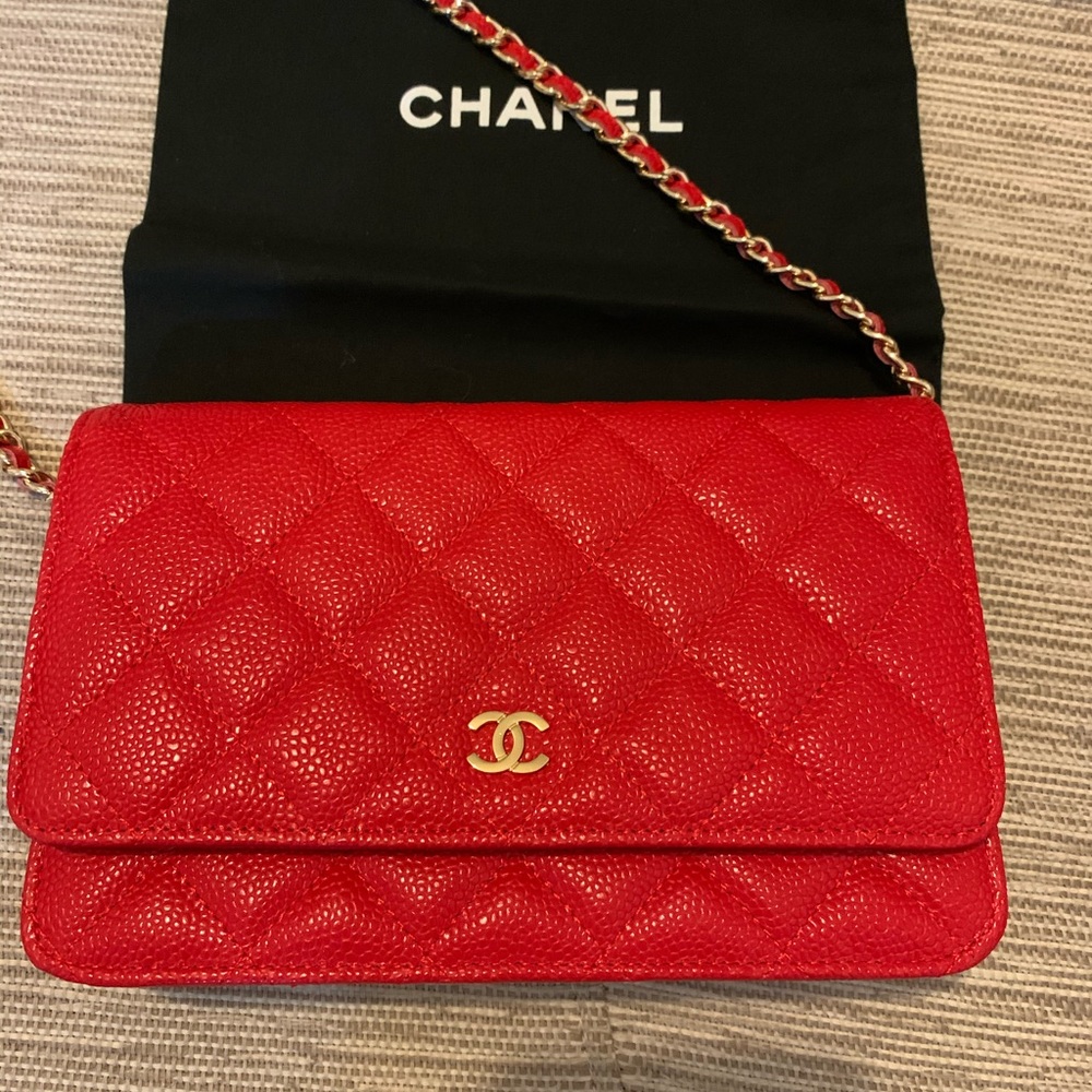 Auth Chanel caviar red color brand new
